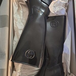 Gucci Glossy Black Rain Boots
